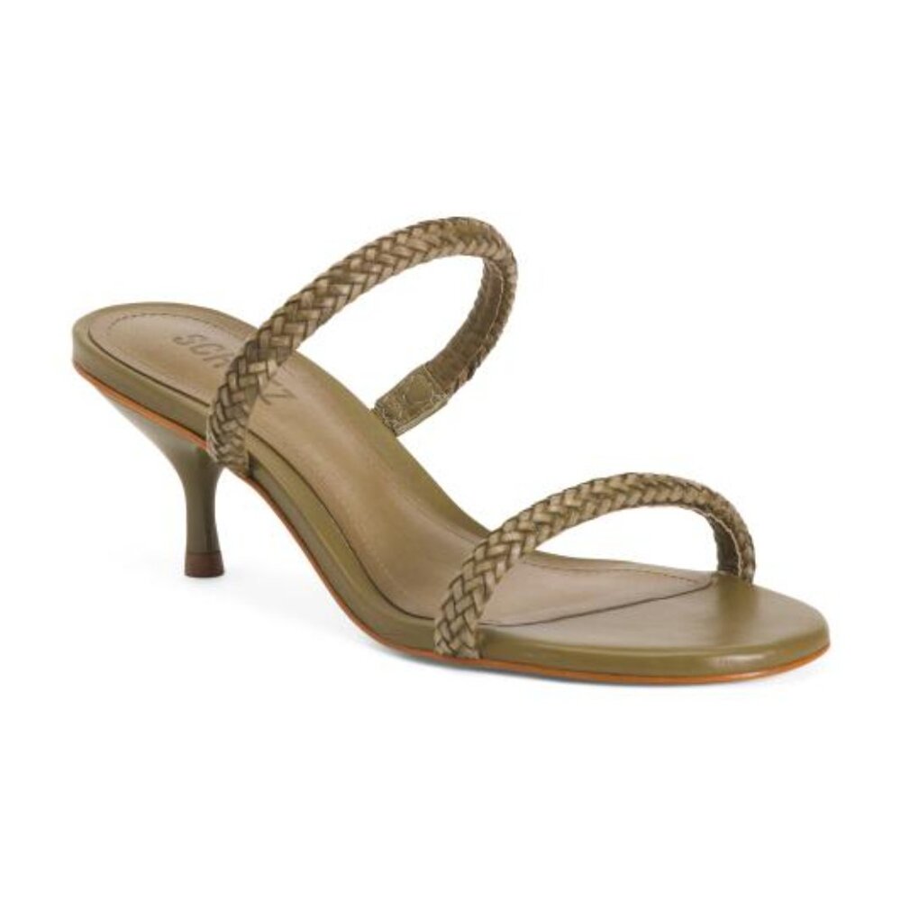 SCHUTZ Made In Brazil Leather Taliah Woven Mid Sandals